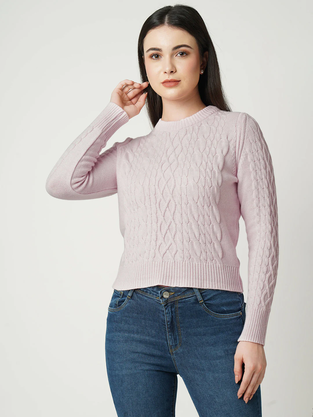 Women Powder Pink Sweaters