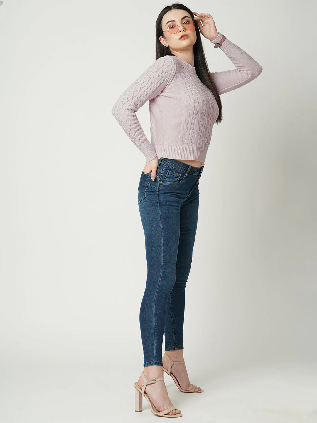 Women Powder Pink Sweaters - Image 2
