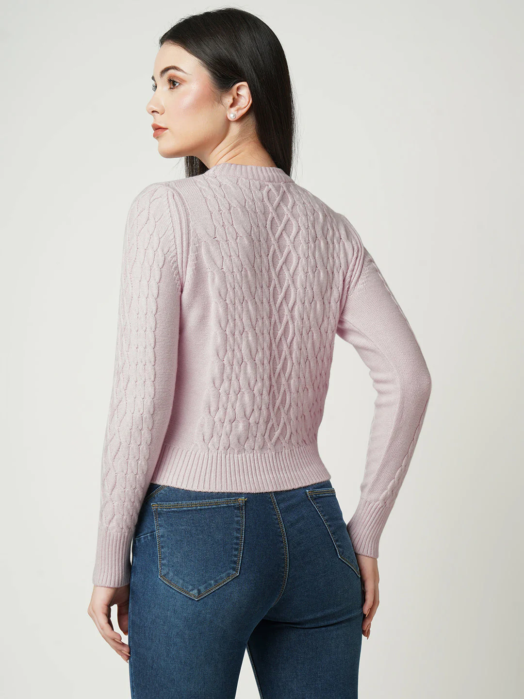 Women Powder Pink Sweaters - Image 3