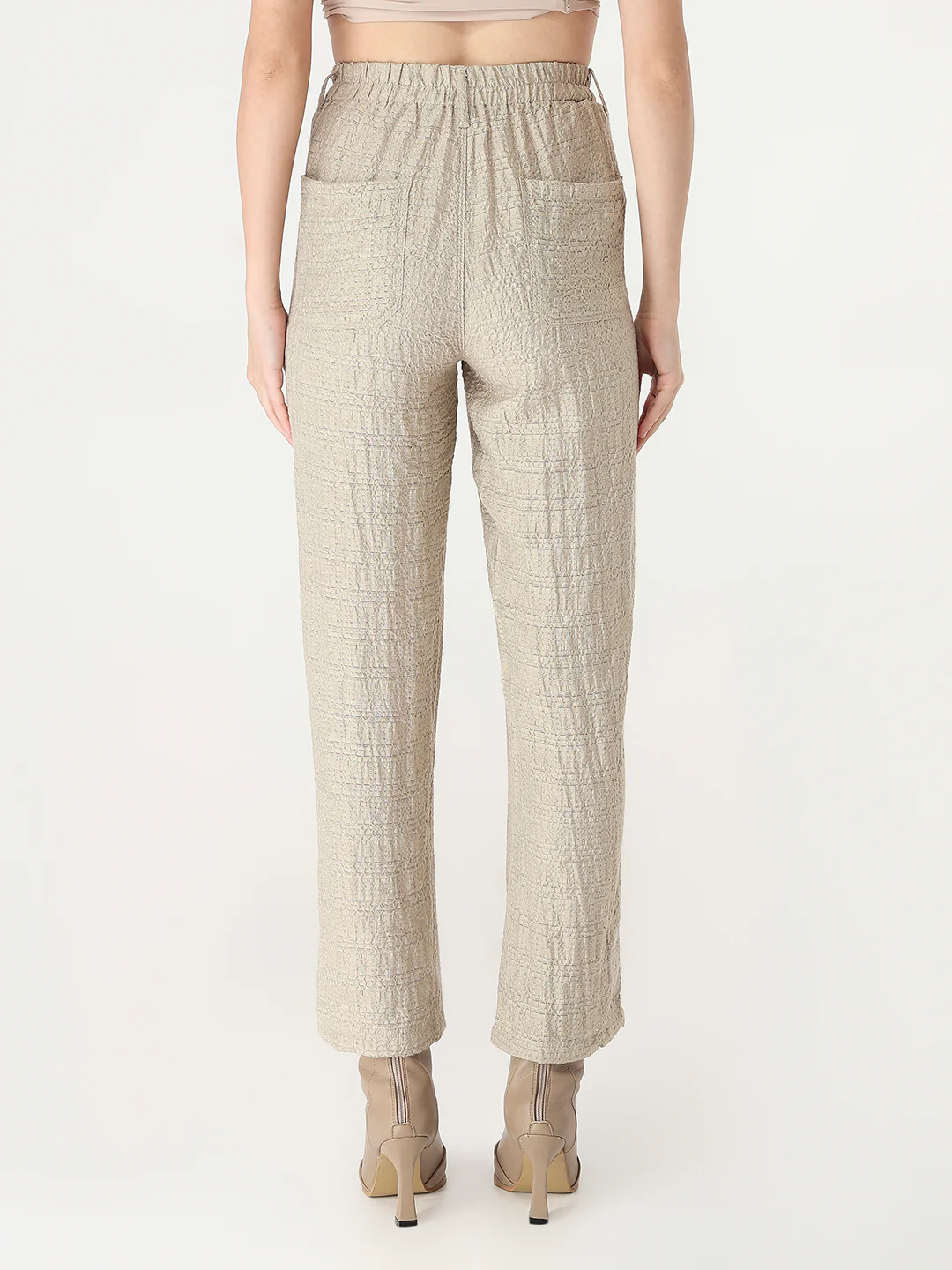 Women Pumic Stone High-Rise Straight Fit Korean Pants - Image 3