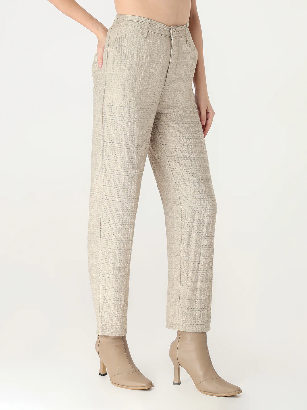 Women Pumic Stone High-Rise Straight Fit Korean Pants - Image 5