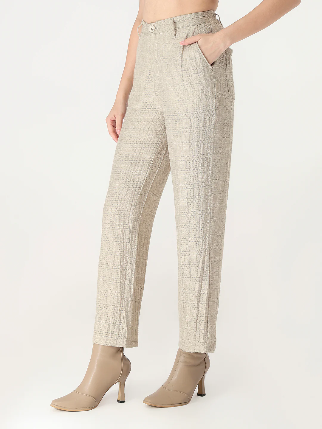 Women Pumic Stone High-Rise Straight Fit Korean Pants - Image 7
