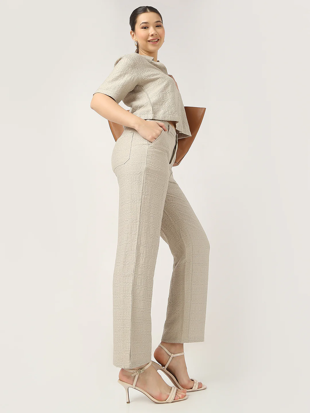 Women Pumice Stone Loose Straight Fit Korean Pants