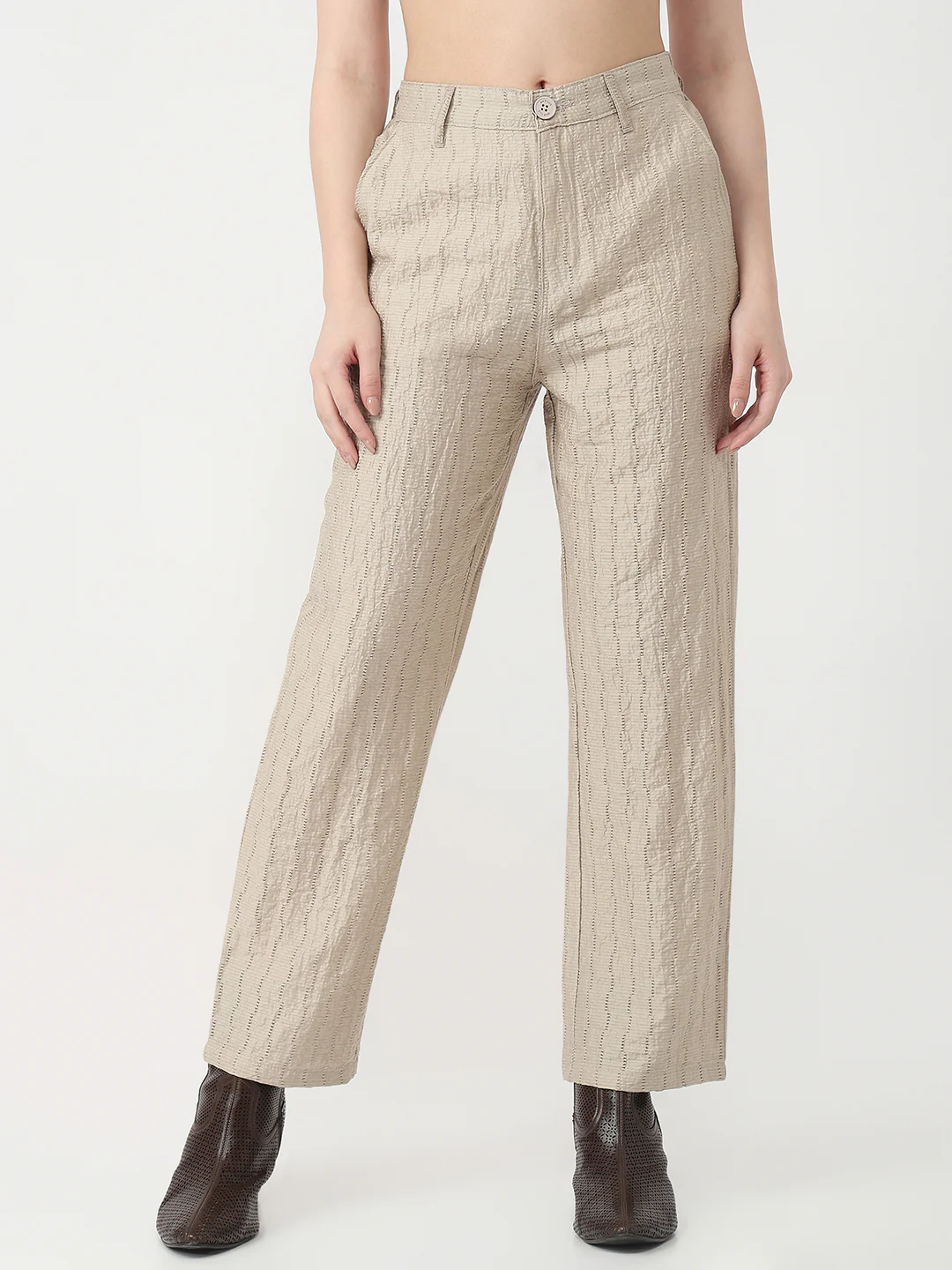 Women Pumice Stone Straight Fit Korean Pants - Image 2