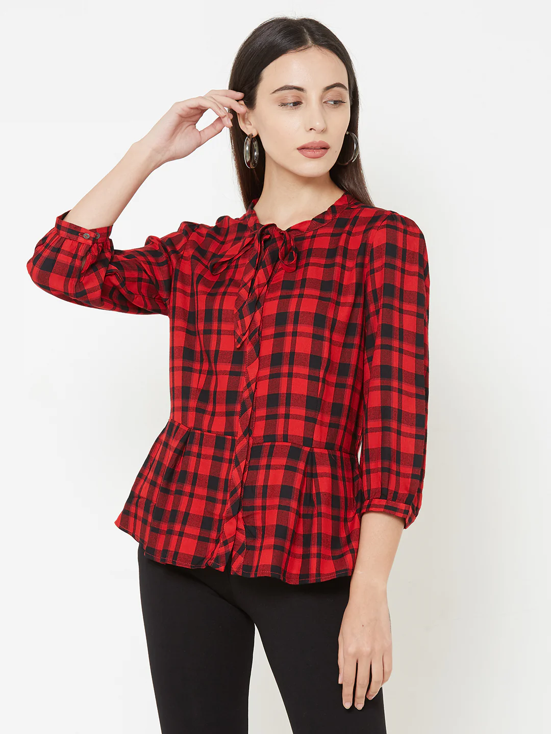 Women Red/Black Checks Shirt - Image 2