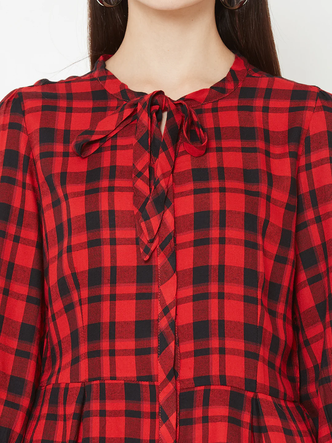 Women Red/Black Checks Shirt - Image 4