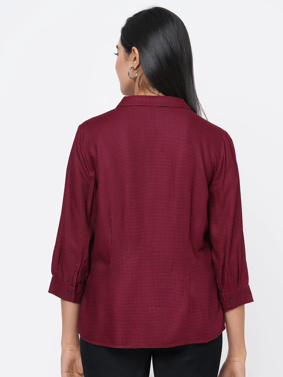 Women Red & Black Checks Shirt - Image 3