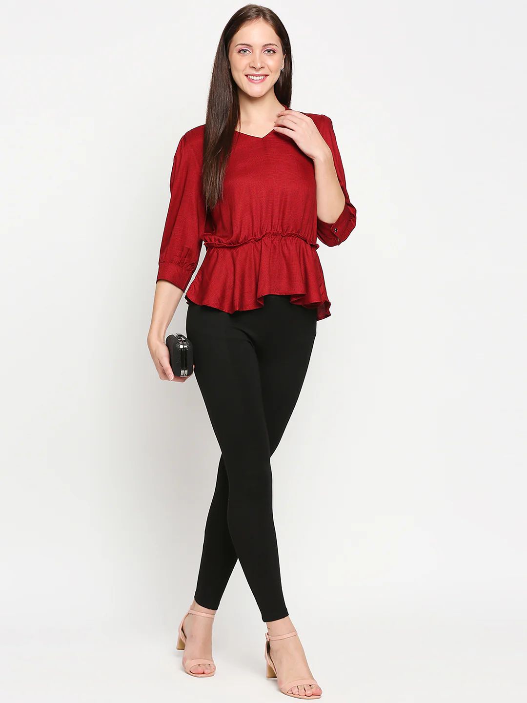 Women Red/Black Checks Top