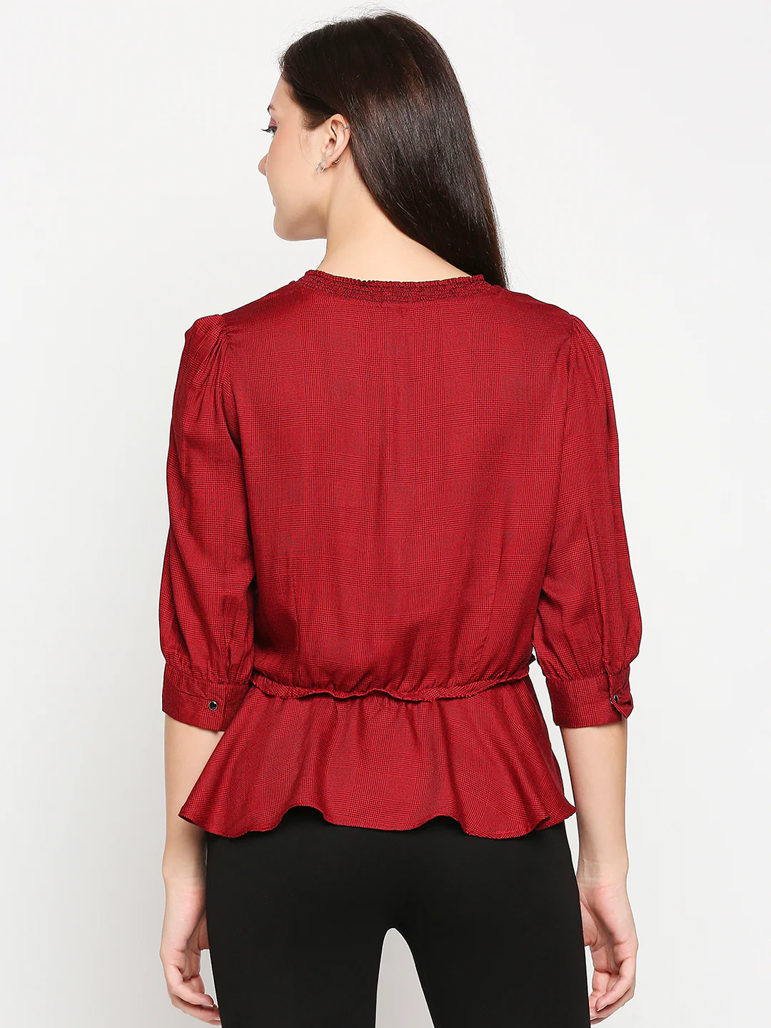 Women Red/Black Checks Top - Image 3
