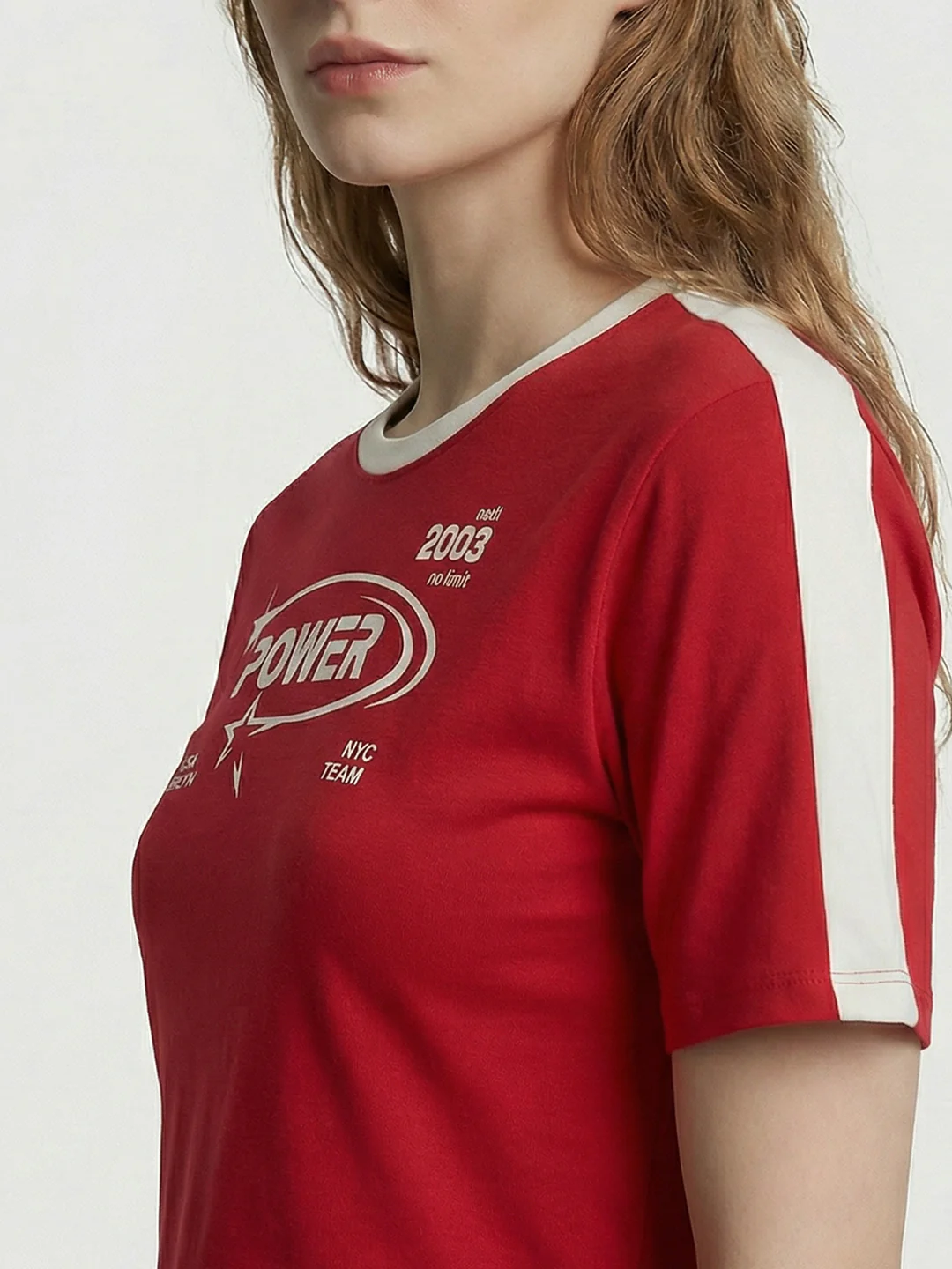 Women Red Graphic Crop Tees - Image 4