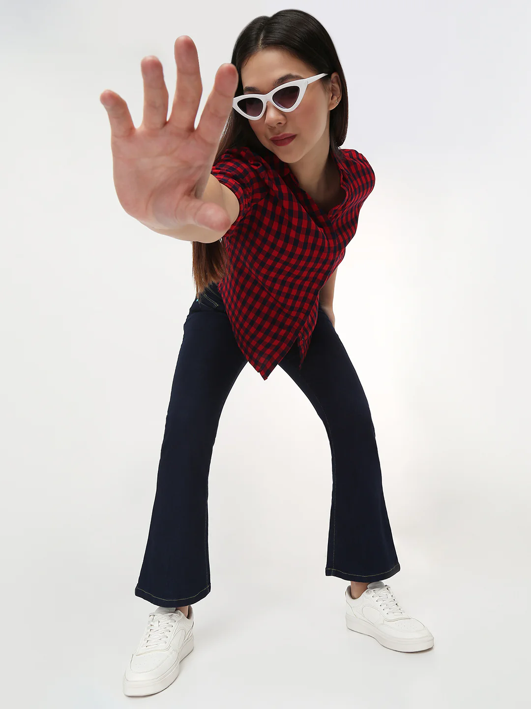 Women Red/Navy Checks Shirt
