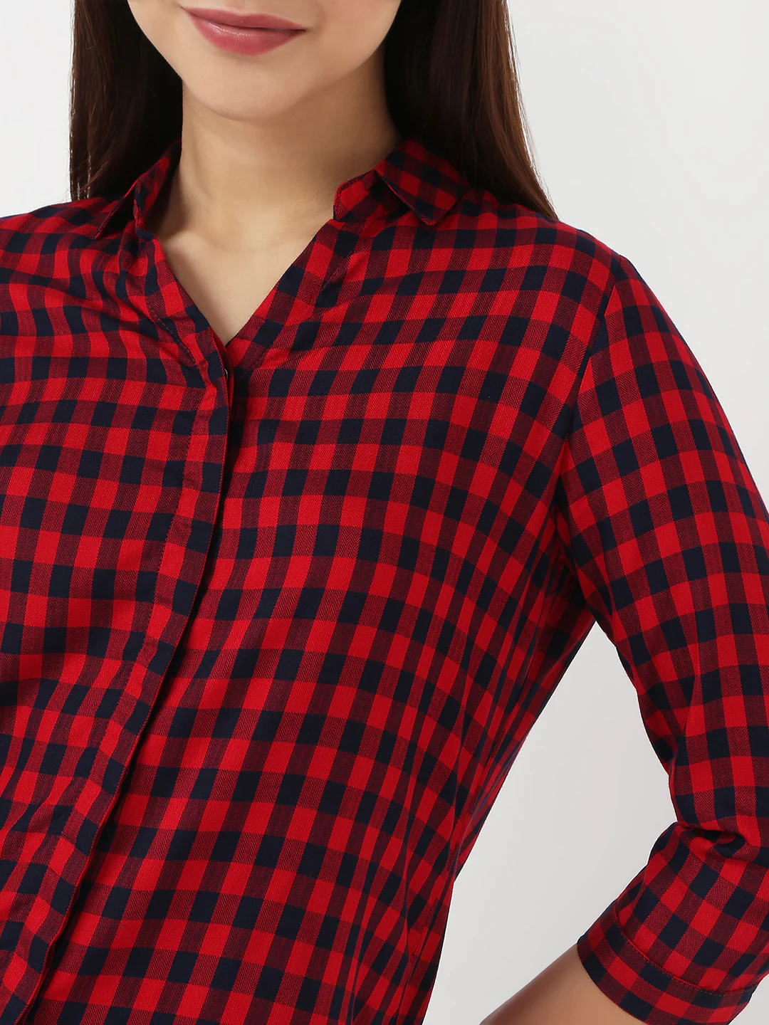 Women Red/Navy Checks Shirt - Image 5