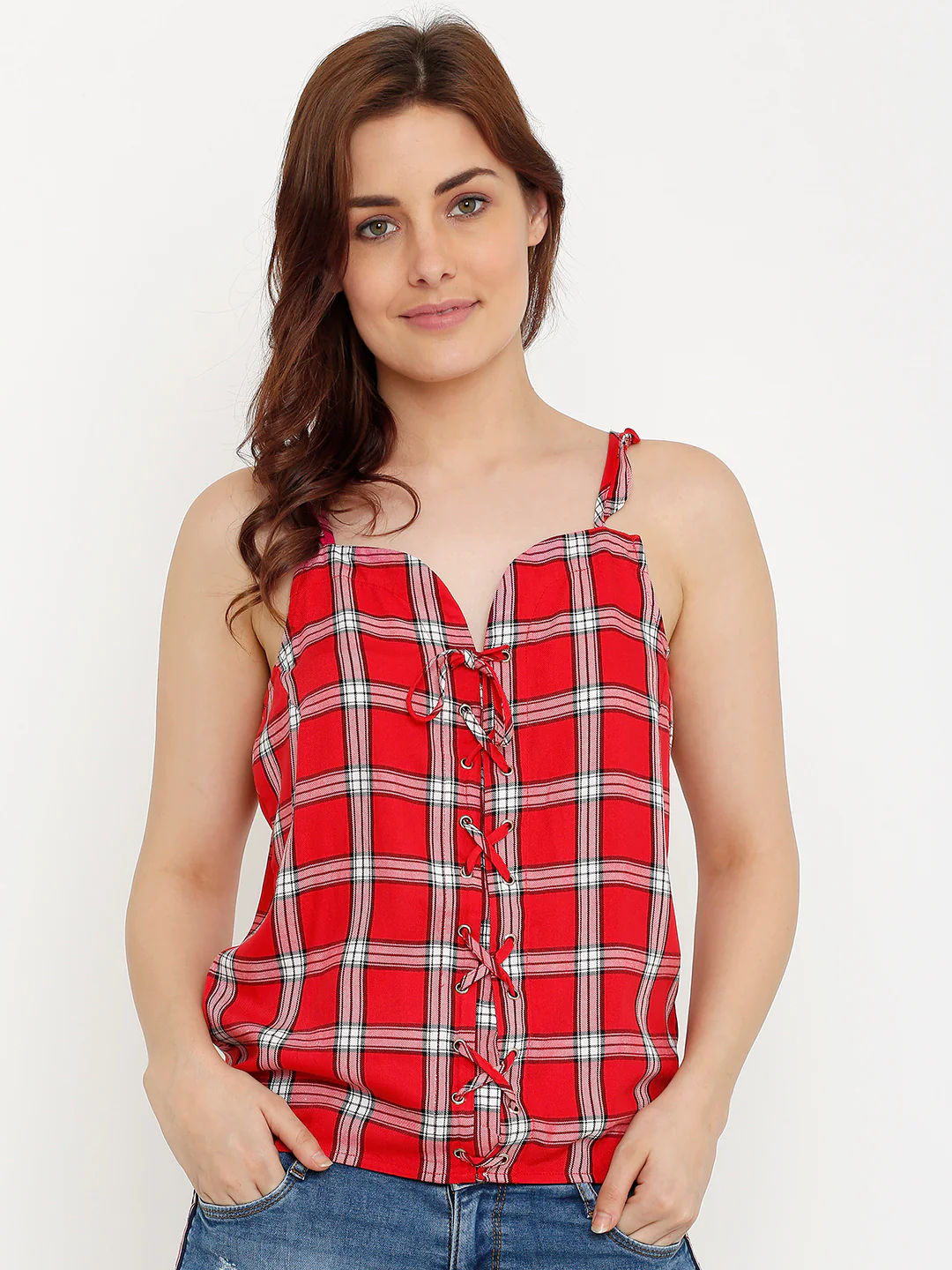 Women Red Off Shoulder Top - Image 2