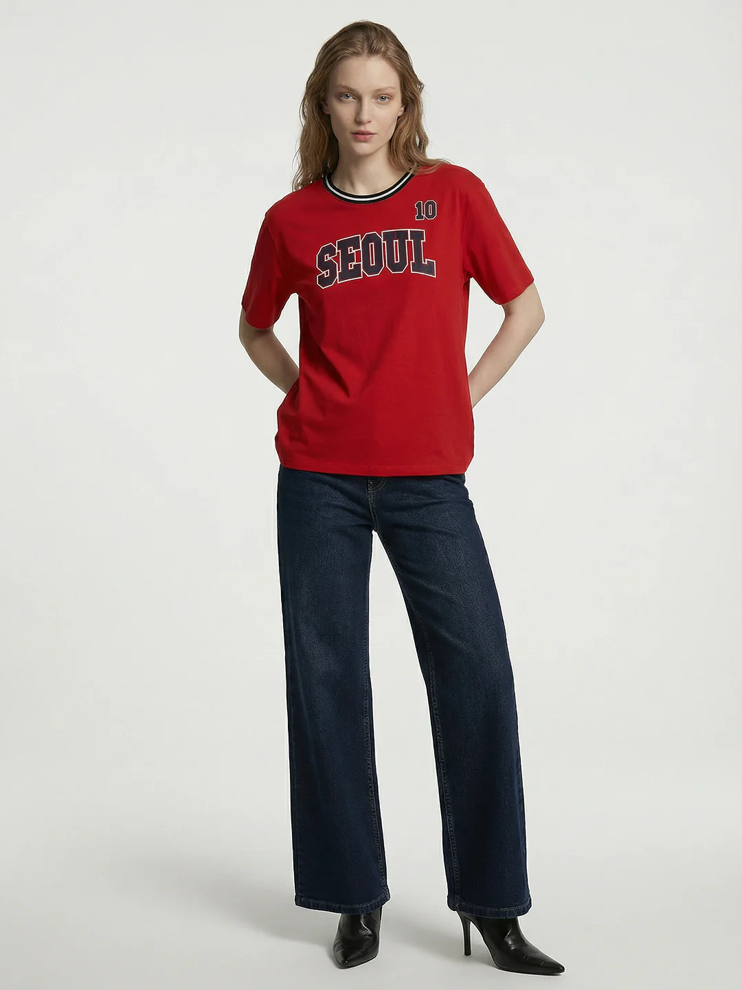 Women Red Oversized T-Shirt - Image 4
