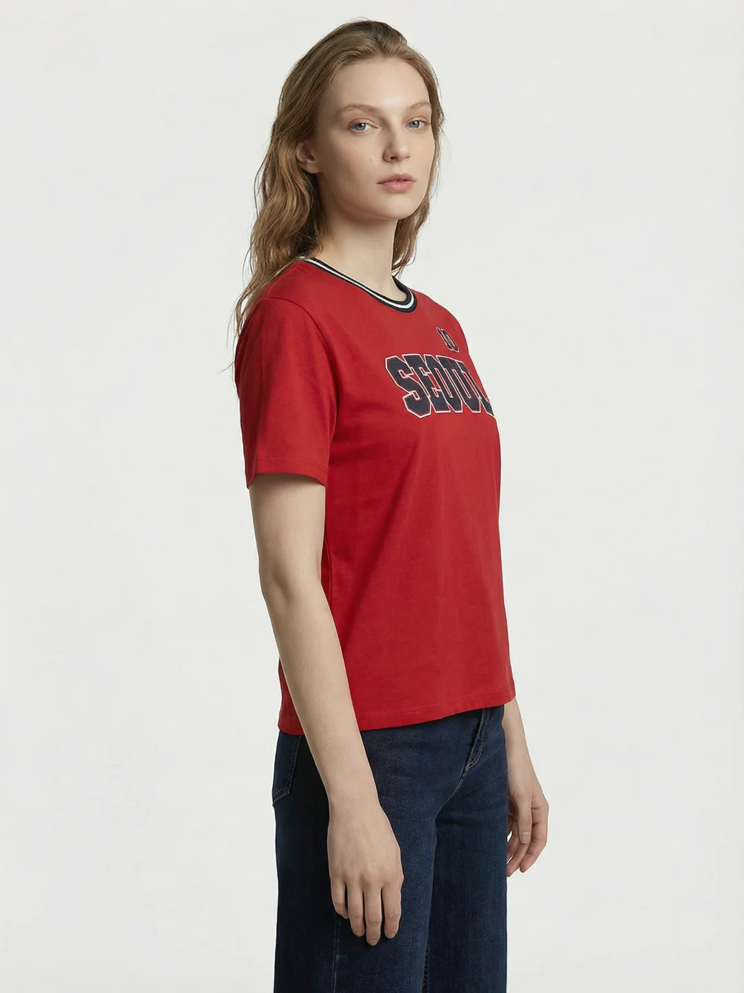 Women Red Oversized T-Shirt - Image 5