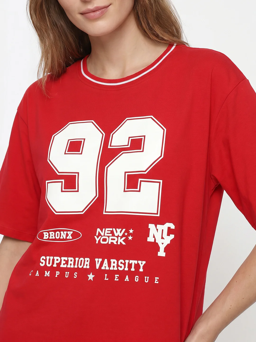 Women Red Oversized T-Shirt - Image 6