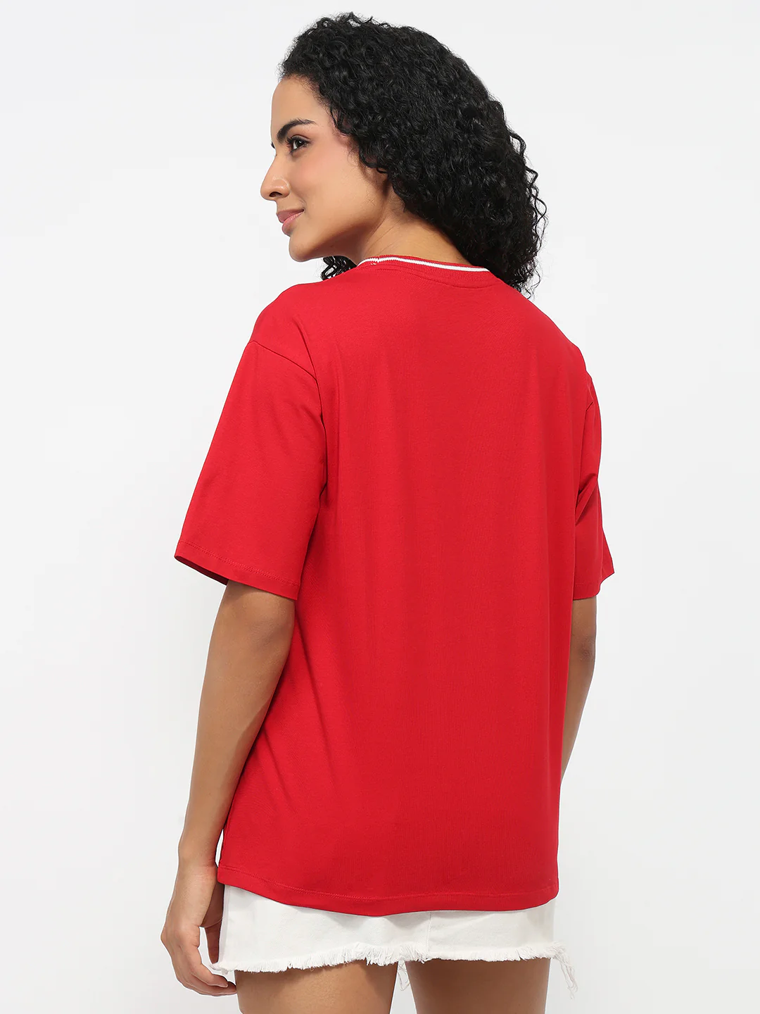 Women Red Oversized T-Shirt - Image 3