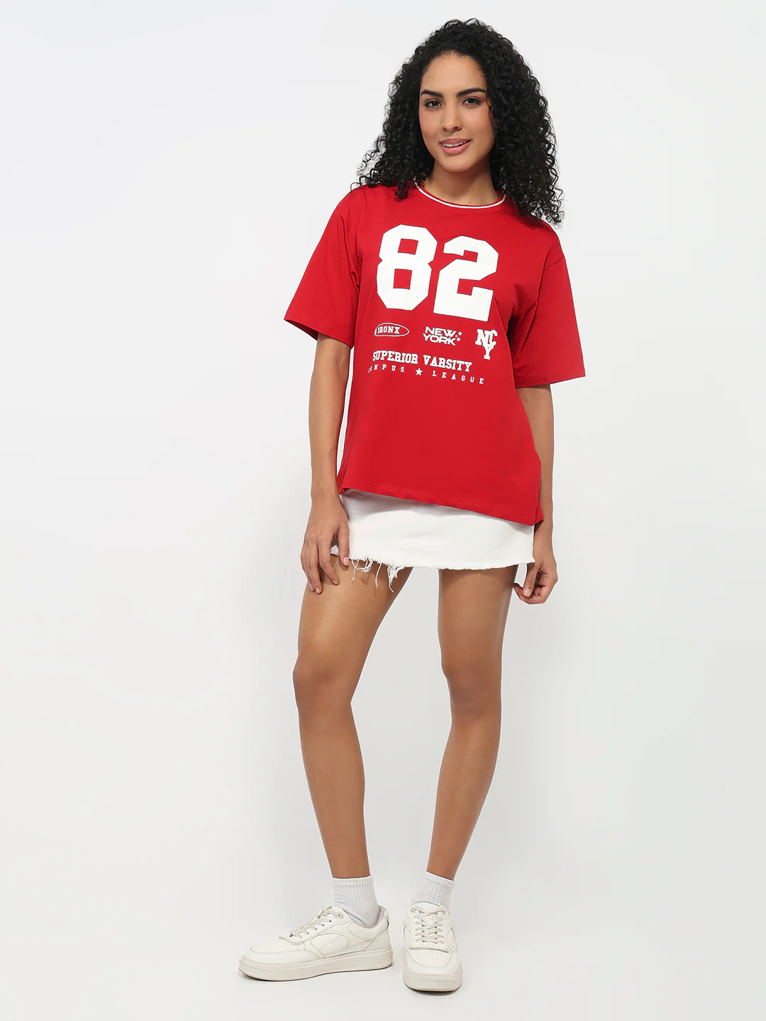 Women Red Oversized T-Shirt - Image 4