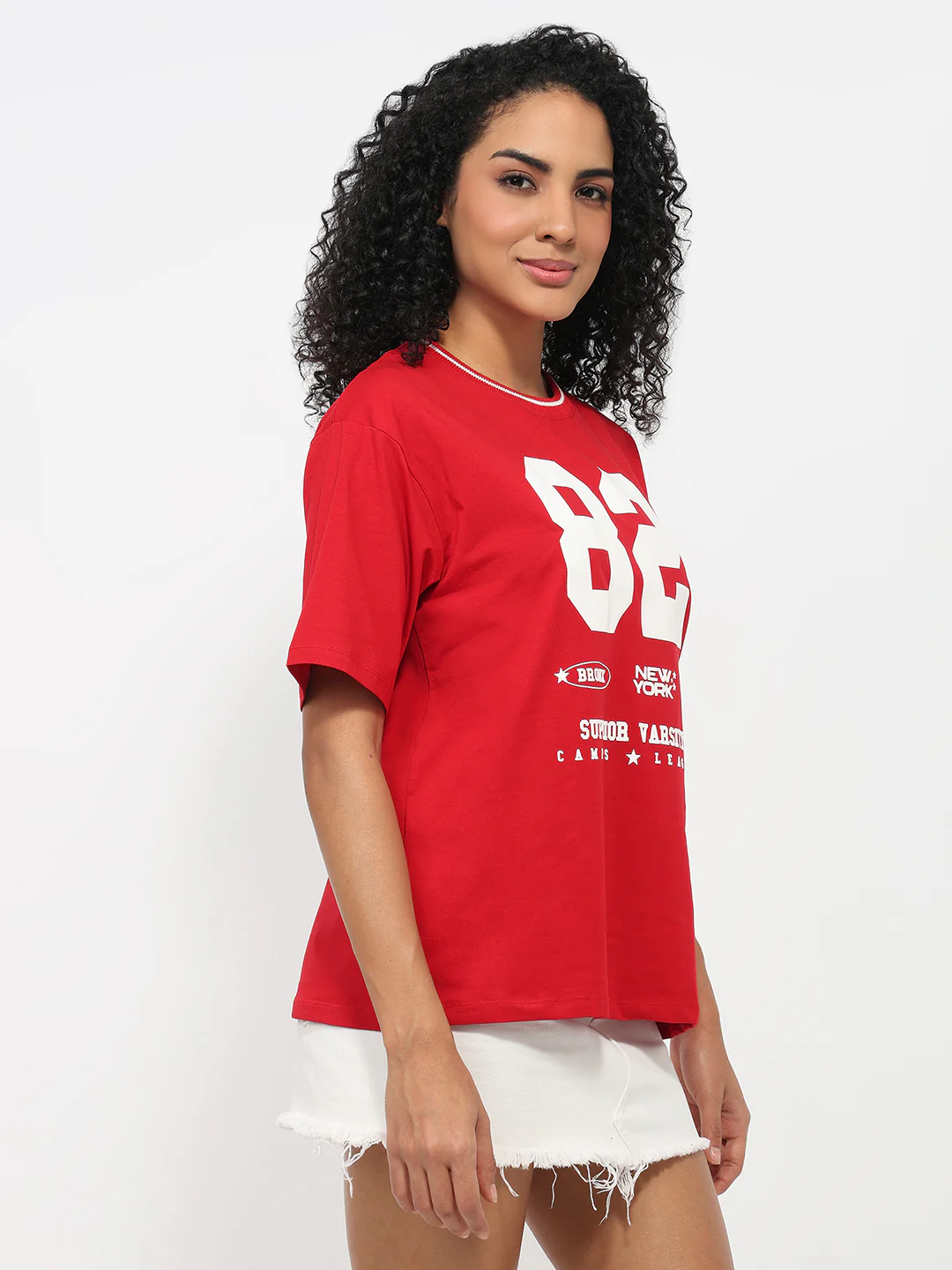 Women Red Oversized T-Shirt - Image 5