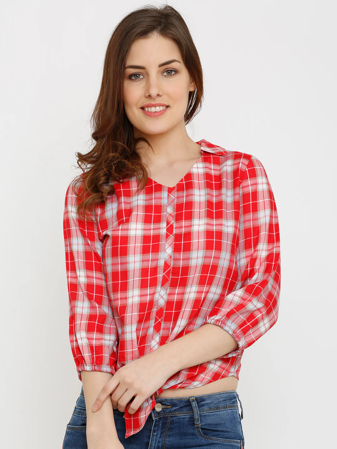 Women Red Slim Shirt
