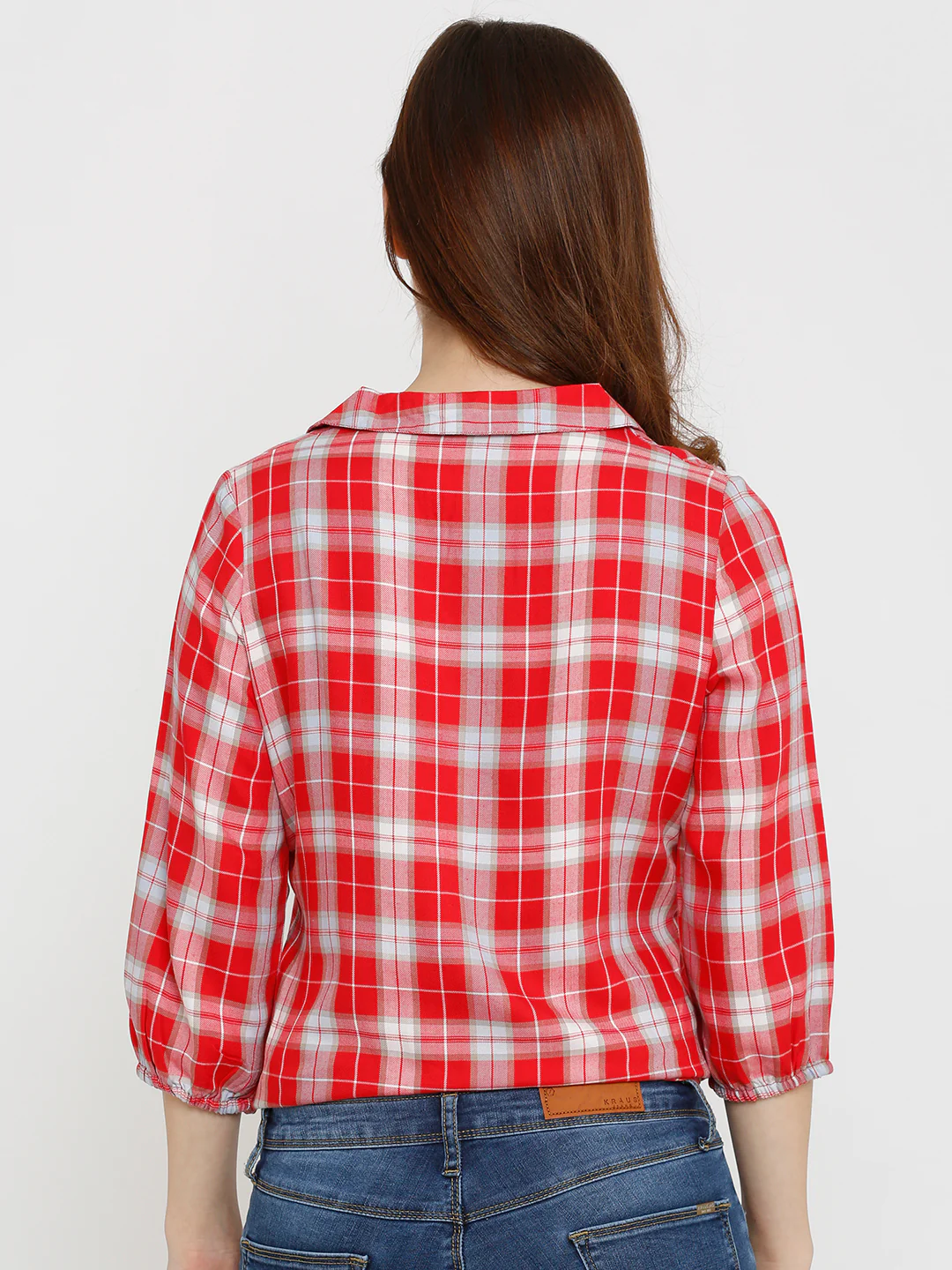Women Red Slim Shirt - Image 2
