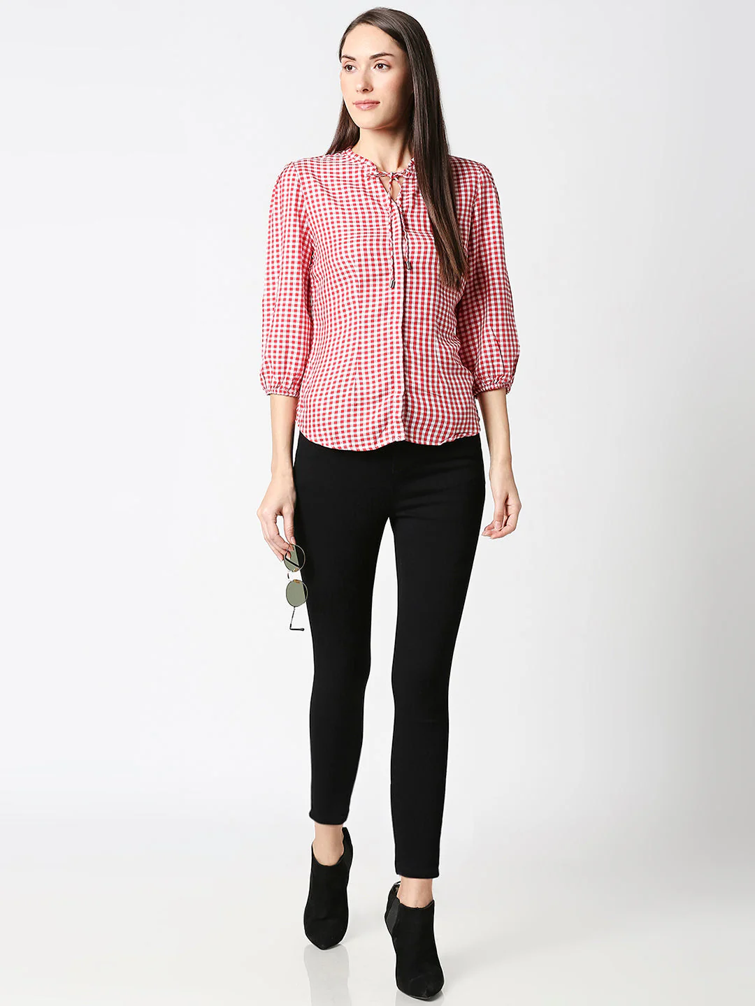 Women Red/White Checks Top