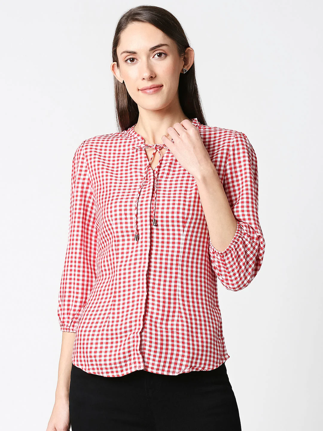 Women Red/White Checks Top - Image 2