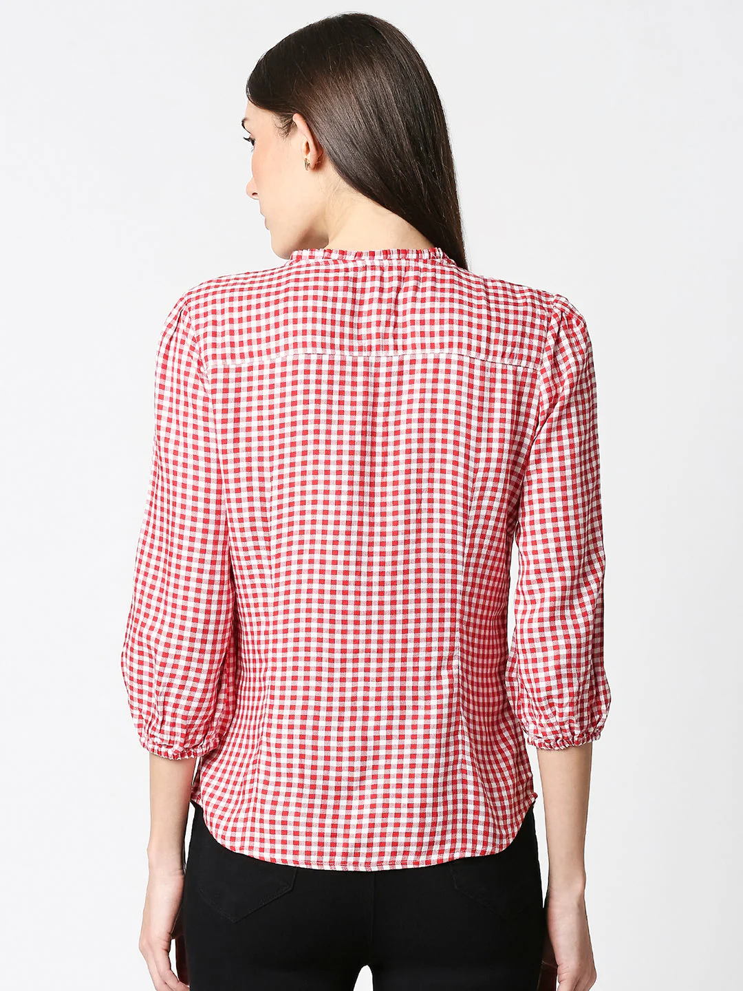 Women Red/White Checks Top - Image 3