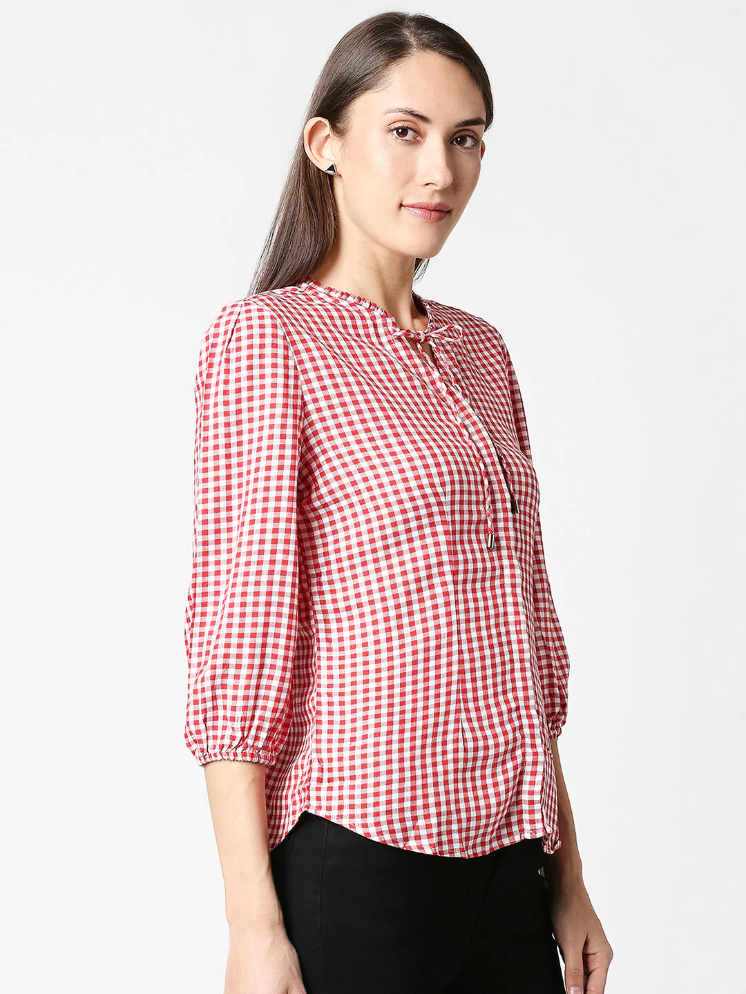 Women Red/White Checks Top - Image 4