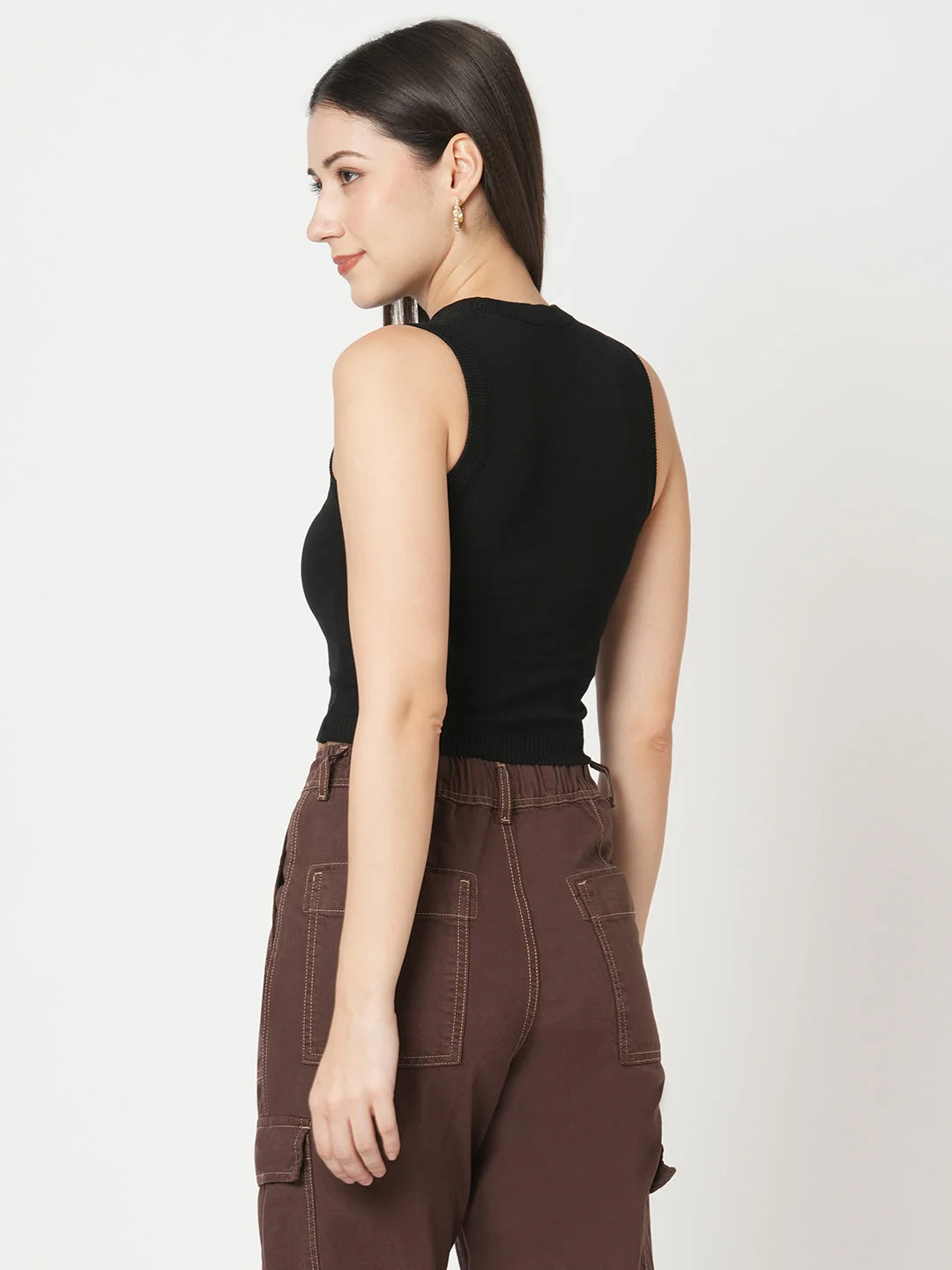 Women Ribbed Flat Knit Top - Image 3