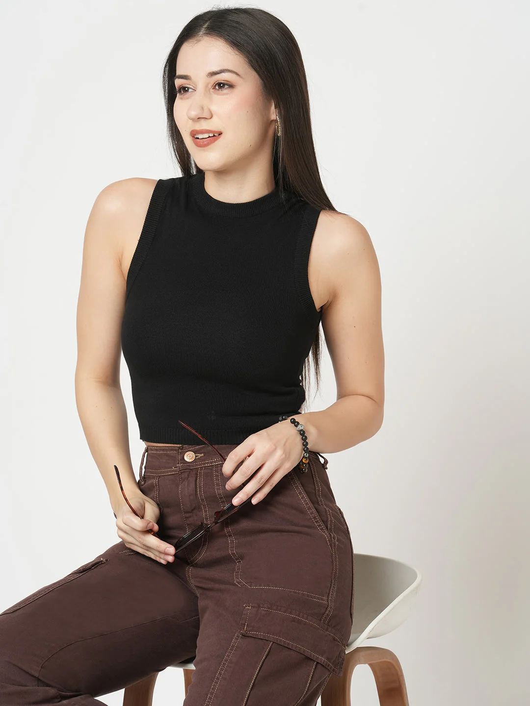Women Ribbed Flat Knit Top - Image 4
