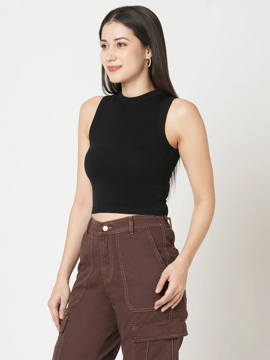 Women Ribbed Flat Knit Top - Image 5