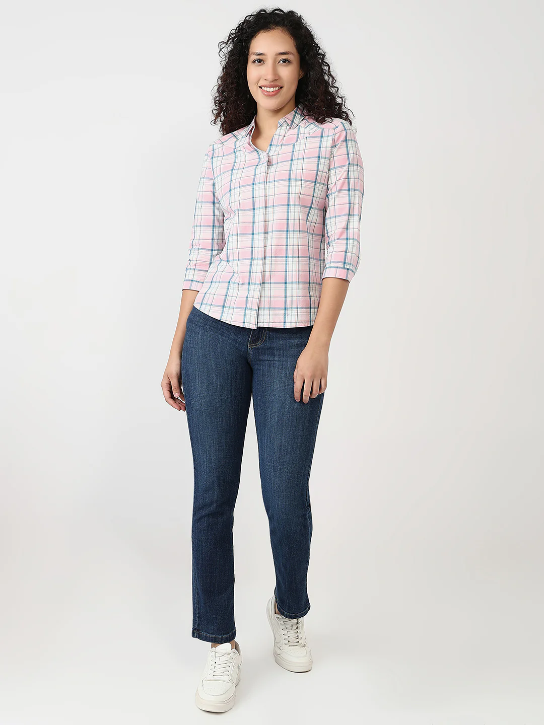 Women Rose Pink Slim Shirt - Image 3