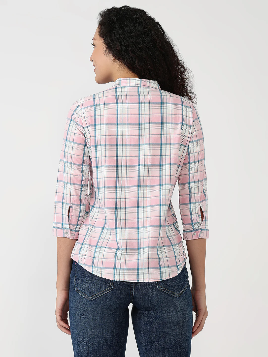 Women Rose Pink Slim Shirt - Image 4