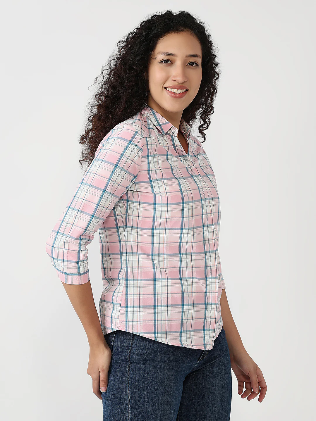 Women Rose Pink Slim Shirt - Image 6