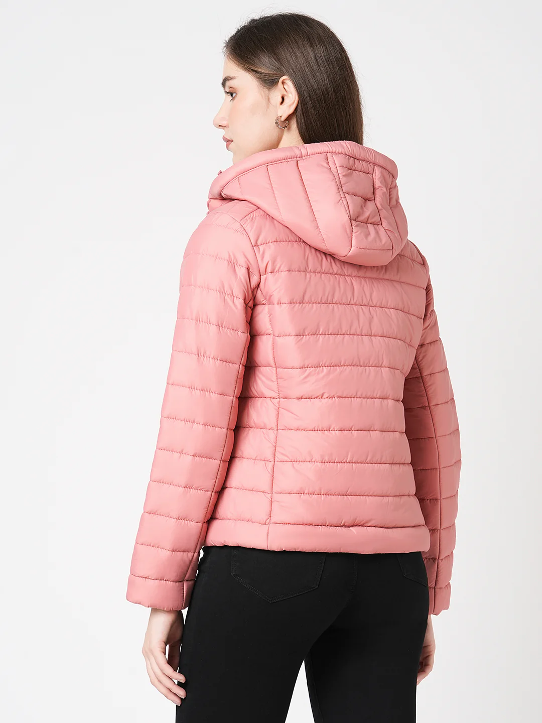 Women Rose Pink Winter Jacket - Image 3