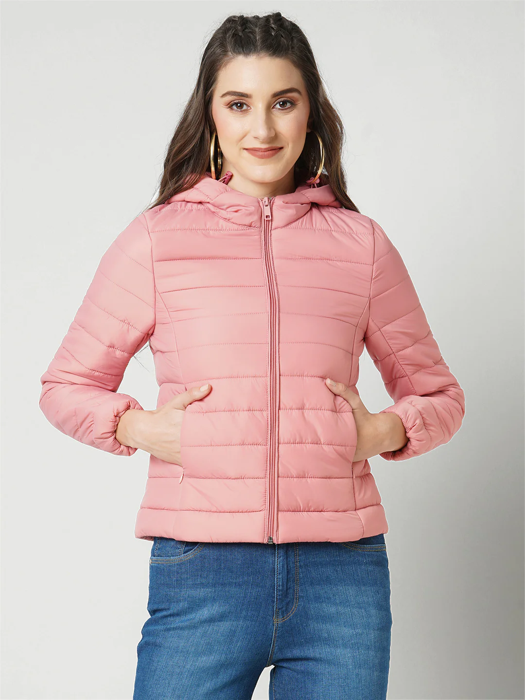 Women Rose Pink Winter Jacket - Image 2