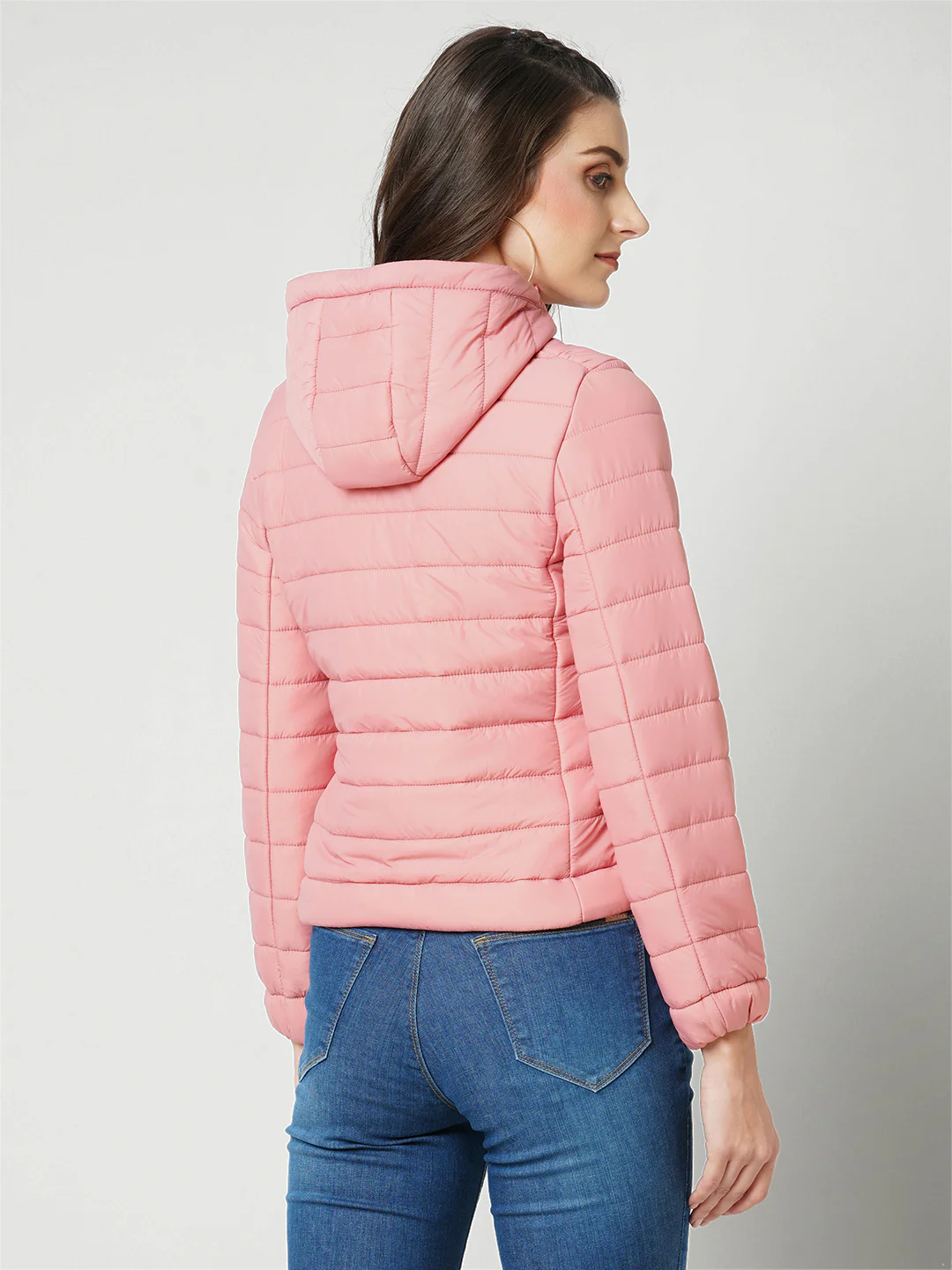 Women Rose Pink Winter Jacket - Image 3