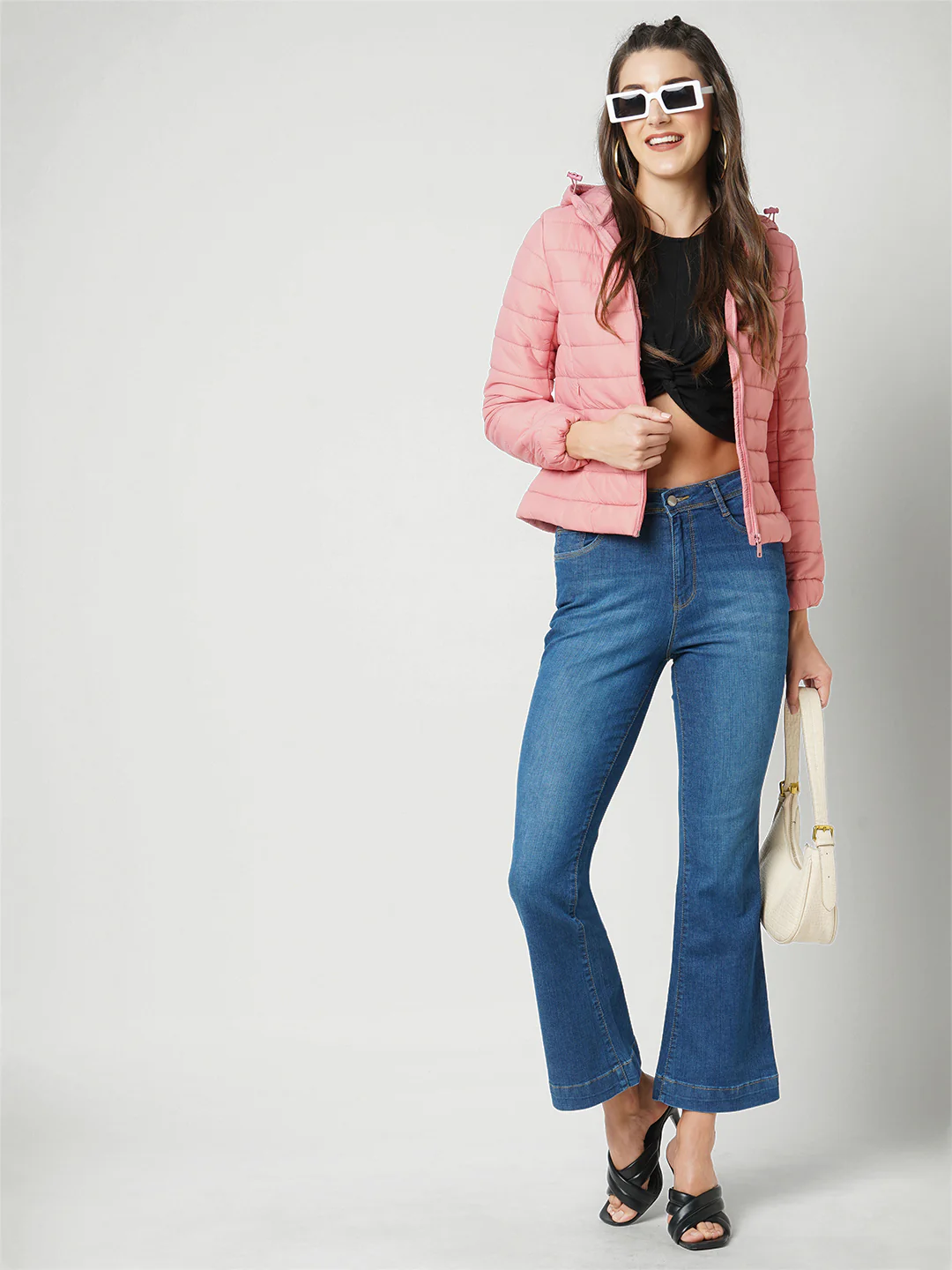 Women Rose Pink Winter Jacket - Image 4