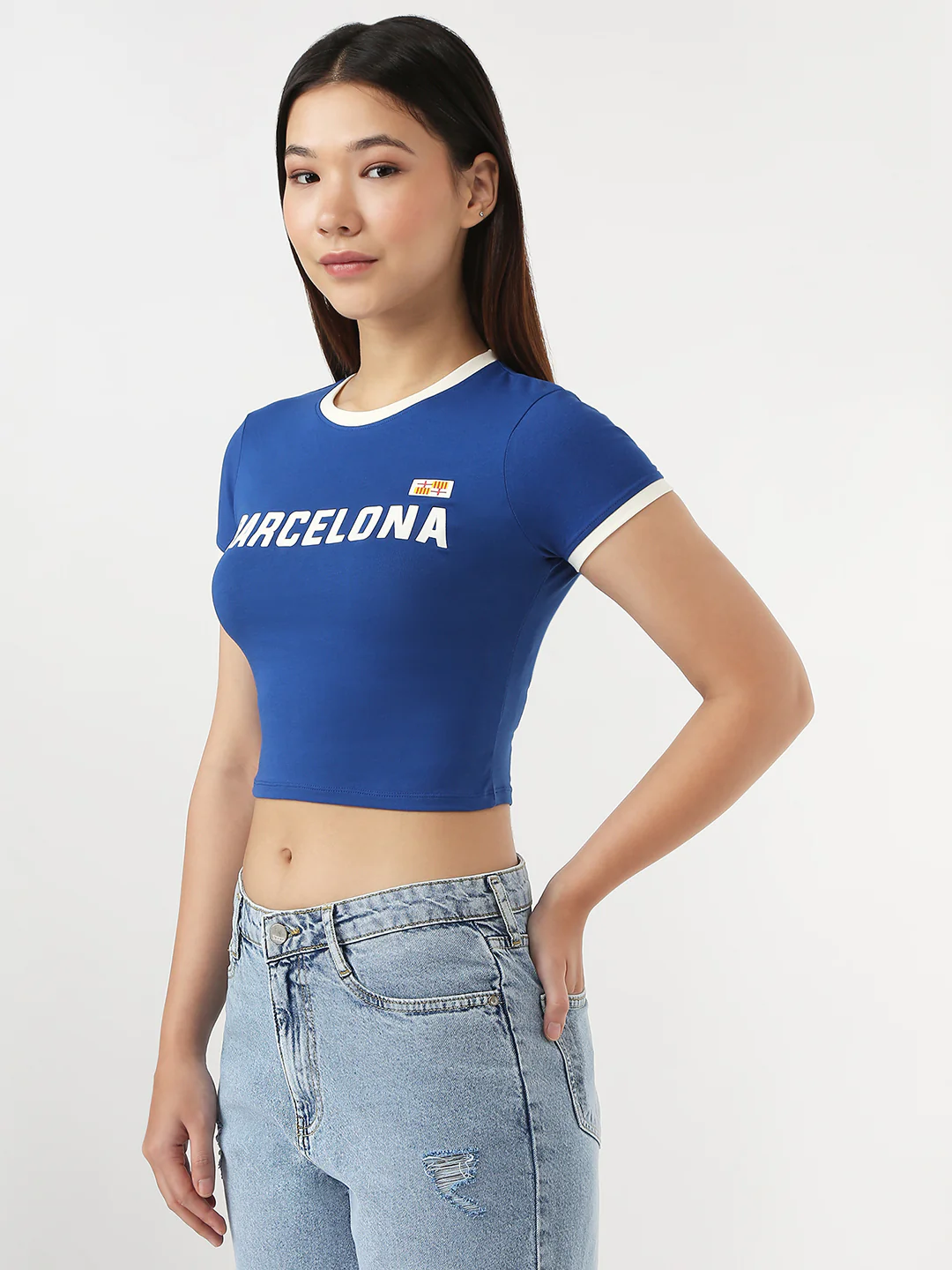 Women Royal Blue Slim Genz T-Shirt - Image 4