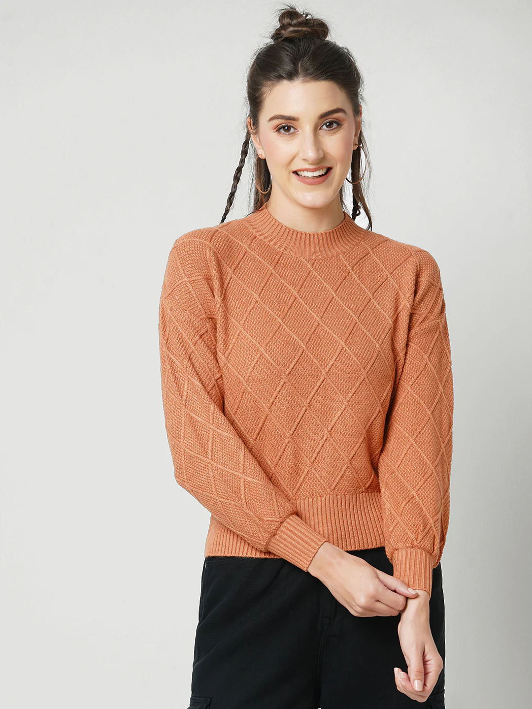 Women Rust Slim Sweater - Image 2