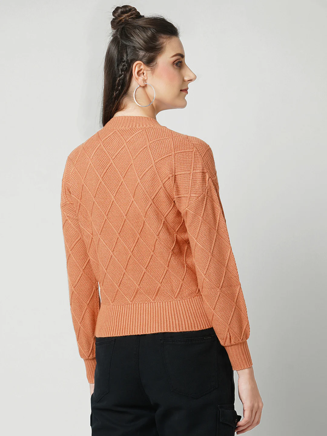 Women Rust Slim Sweater - Image 3