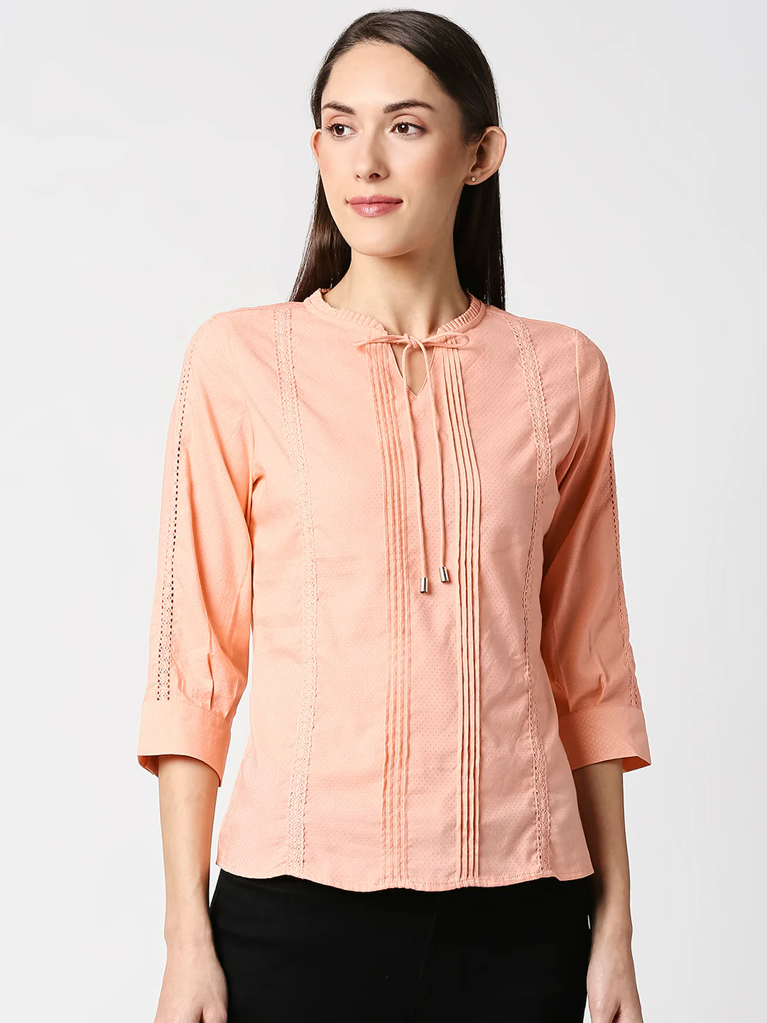 Women Salmon Slim Top