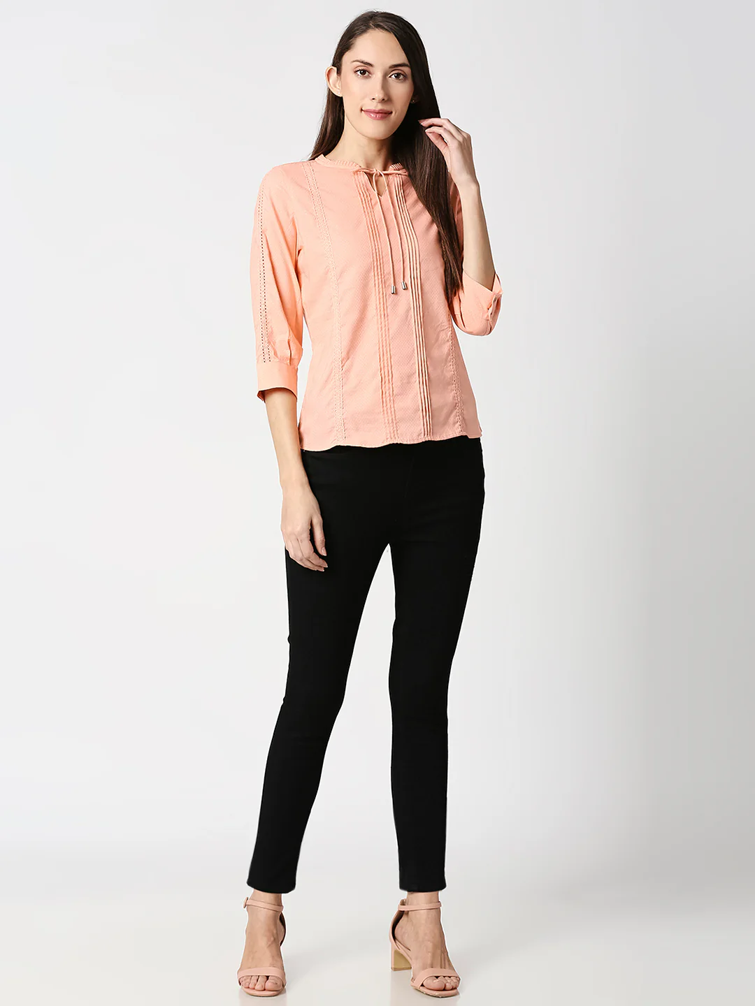 Women Salmon Slim Top - Image 2