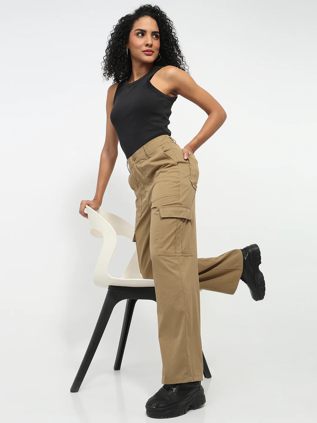 Women Sand Mid-Rise Cargo