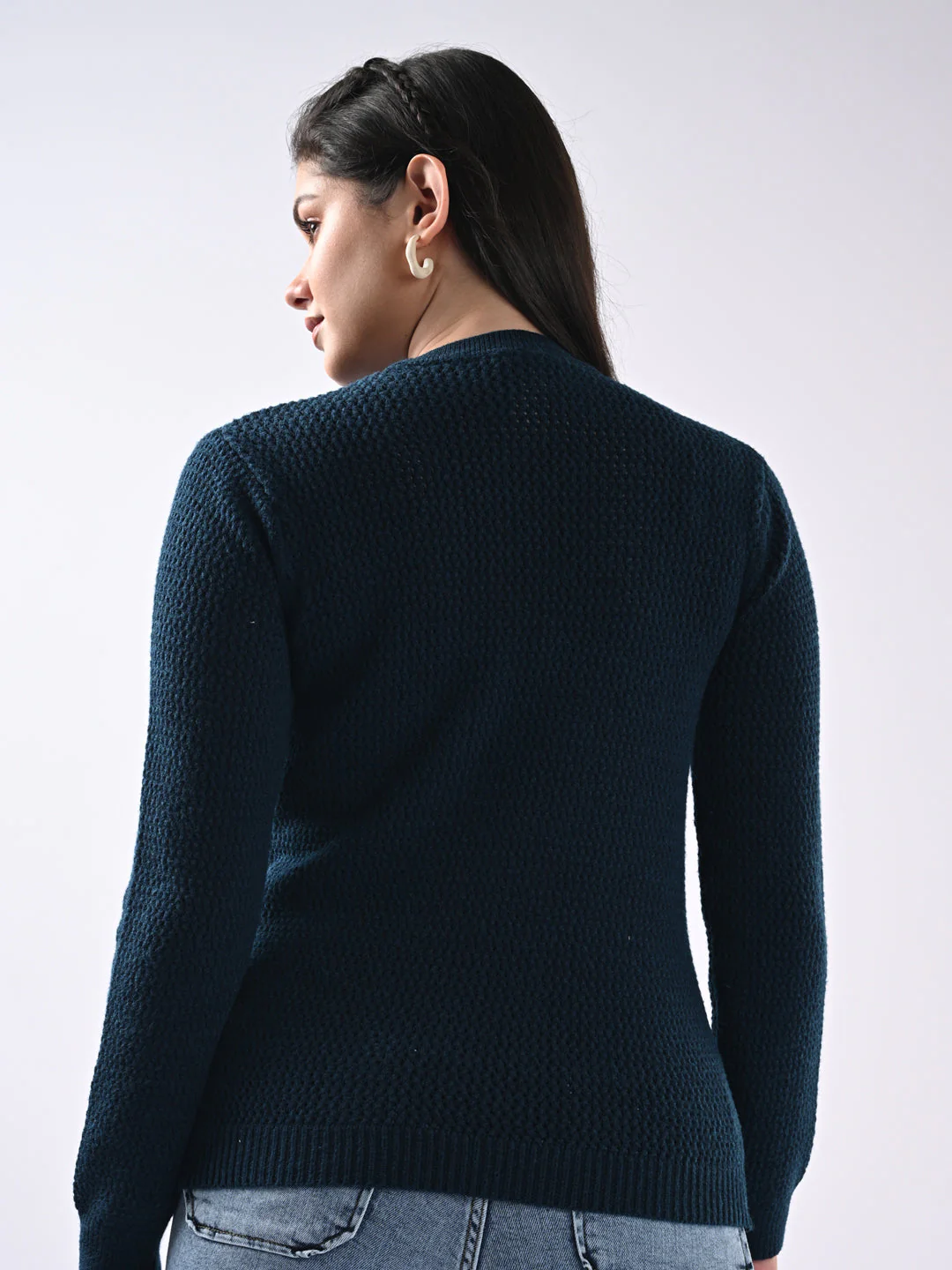 Women Self Design Sweater - Image 3