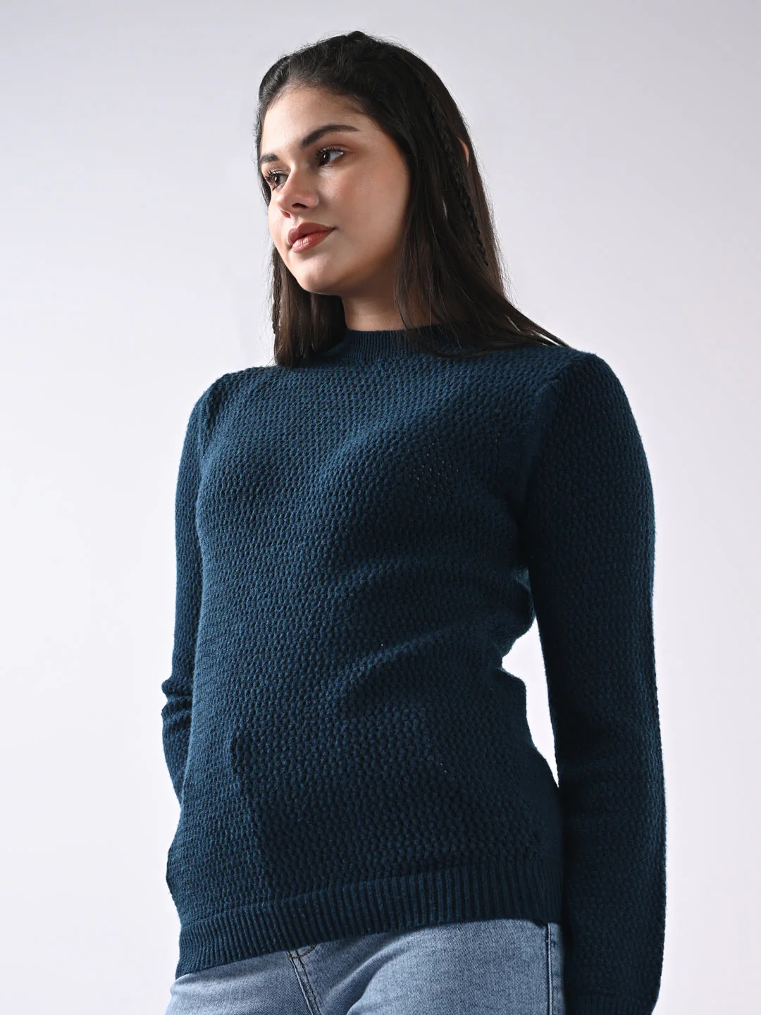 Women Self Design Sweater - Image 4