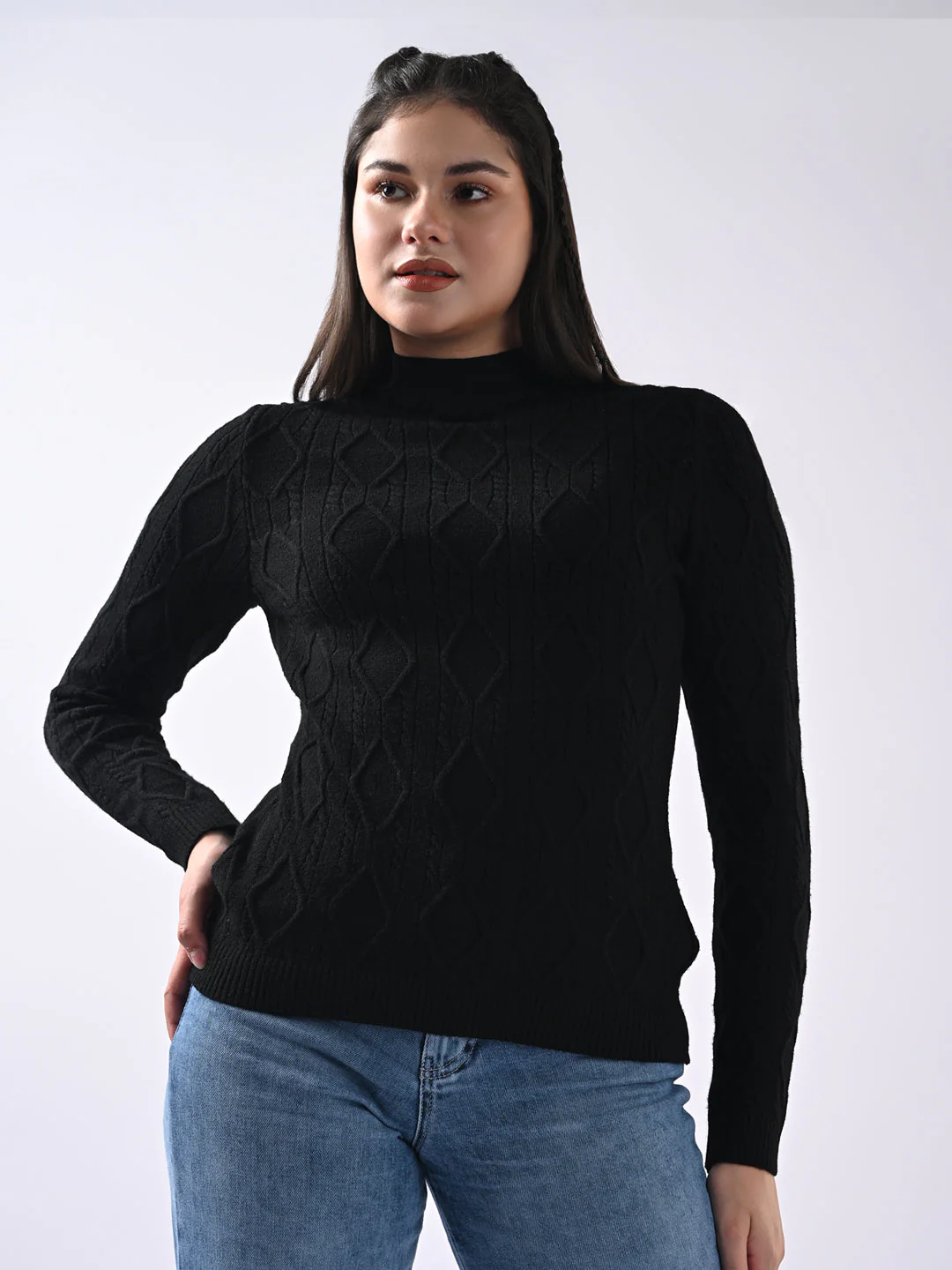 Women Self Design Sweater
