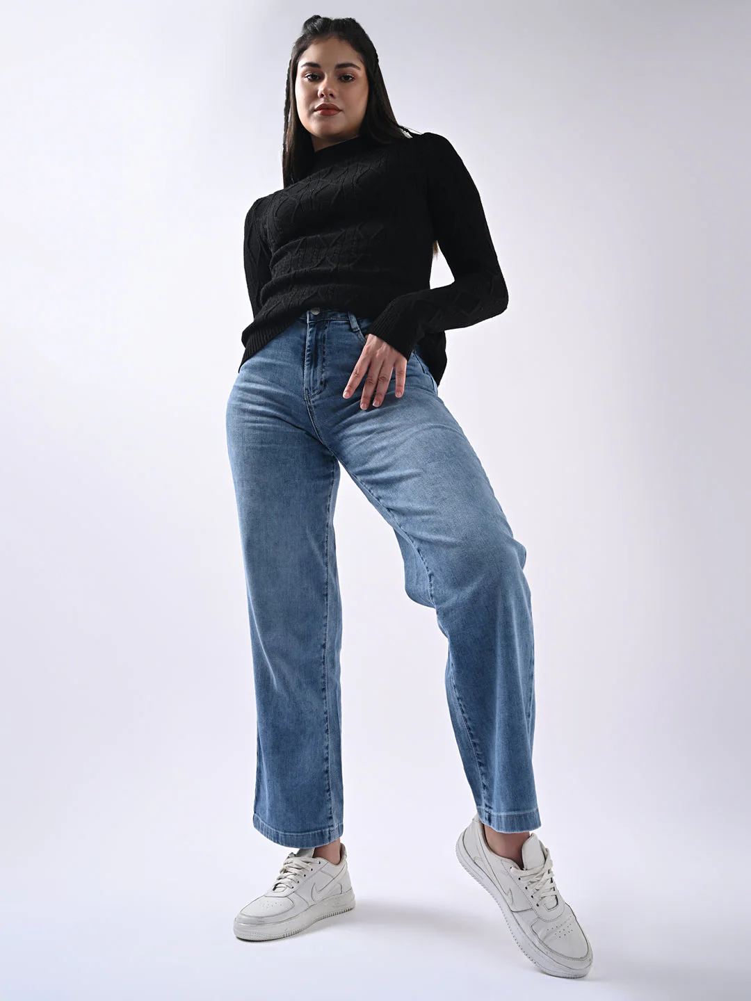 Women Self Design Sweater - Image 2