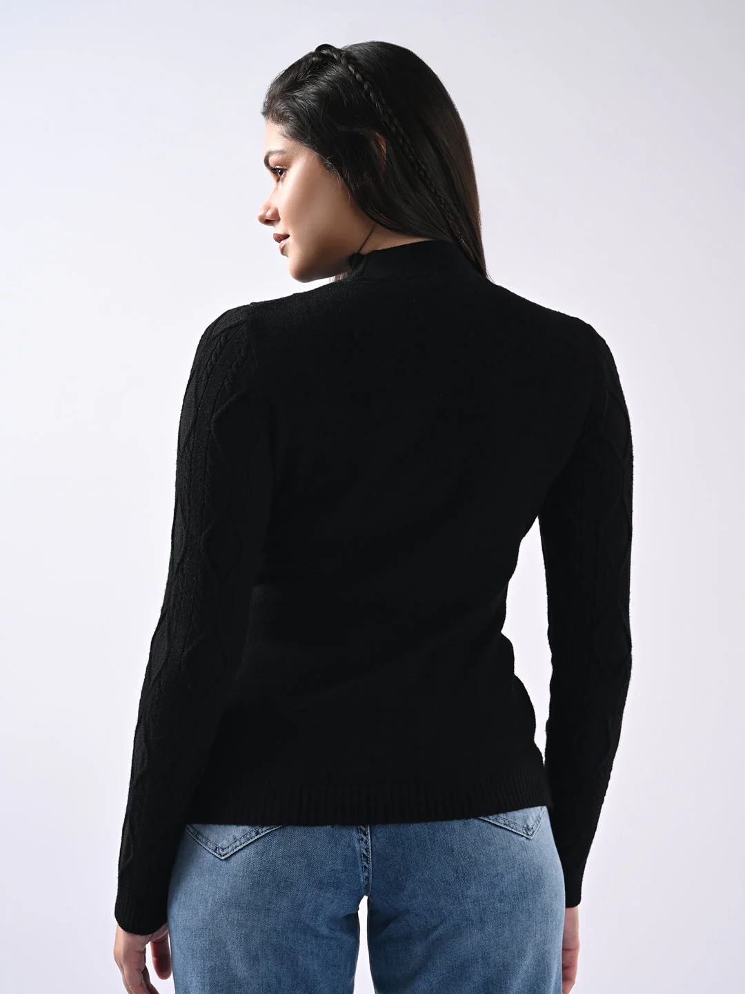 Women Self Design Sweater - Image 3